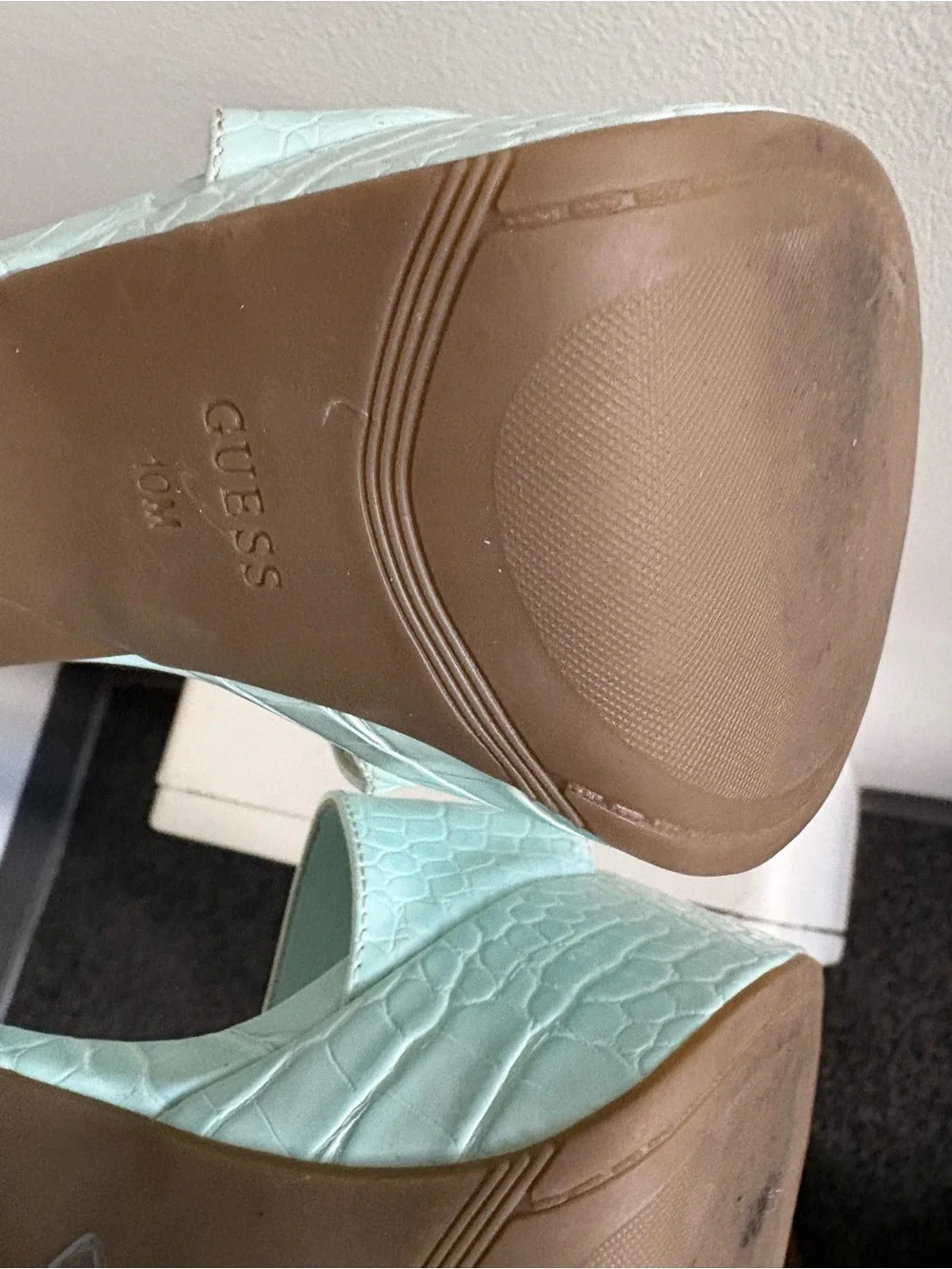Guess Mint Croc-Embossed Platform Sandals - Women